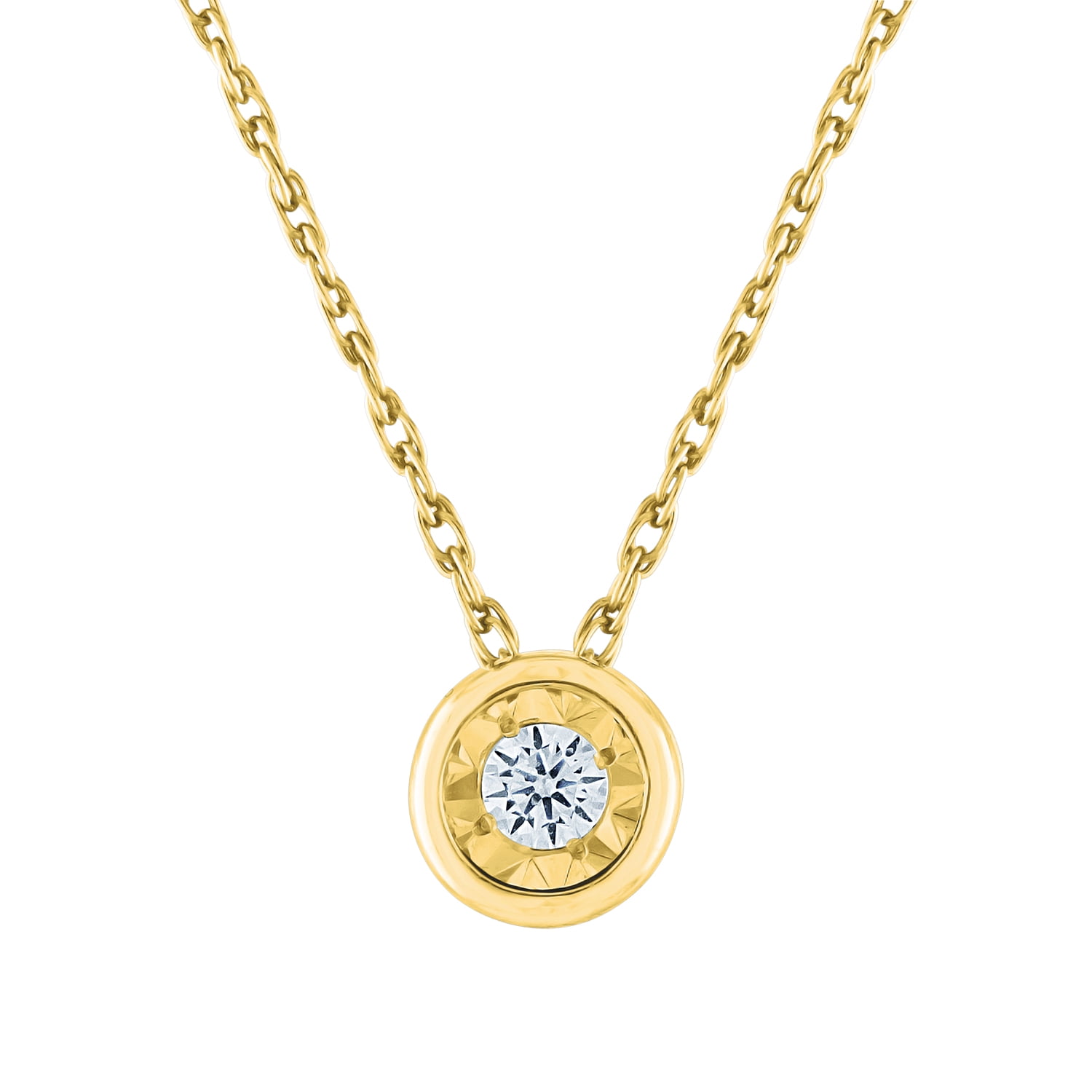 Gemspirations Diamond Accent Bezel Pendant Sterling Silver 14K Yellow Gold Plated