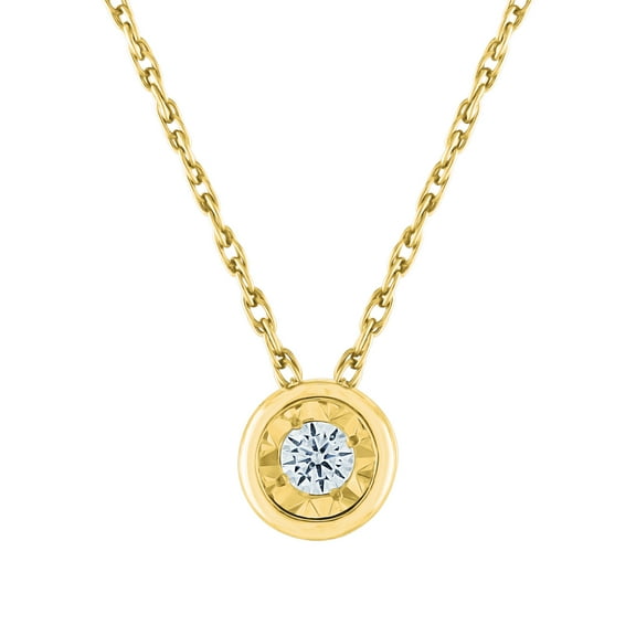 Gemspirations Diamond Accent Bezel Pendant Sterling Silver 14K Yellow Gold Plated