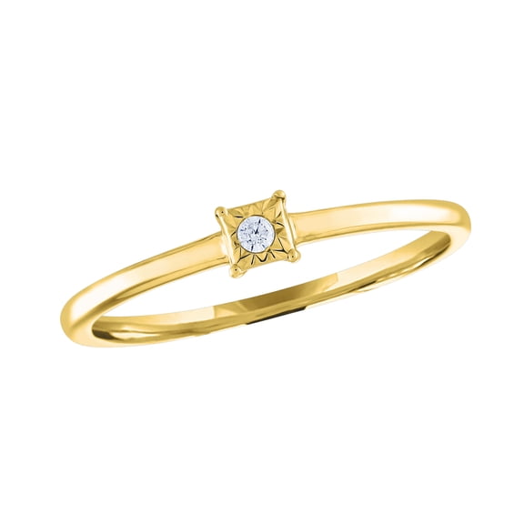 Gemspirations Diamond Accent Fashion Stack Ring Sterling Silver 14K Yellow Gold Plated