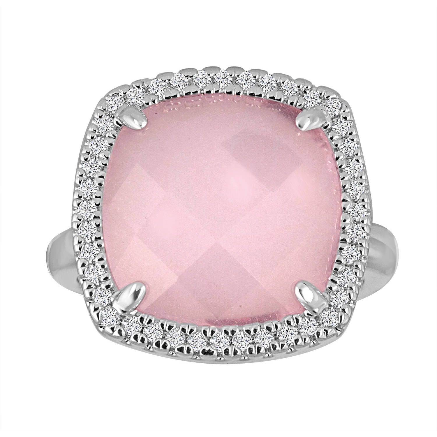 Gemspirations Rose Quartz Fine Silver-Tone Cushion-Cut Fashion Ring