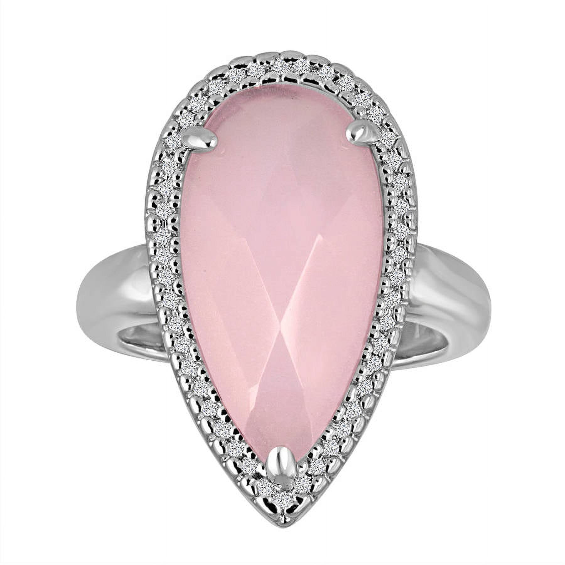Gemspirations Rose Quartz Fine Silver-Tone Pear-Shape Fashion Ring