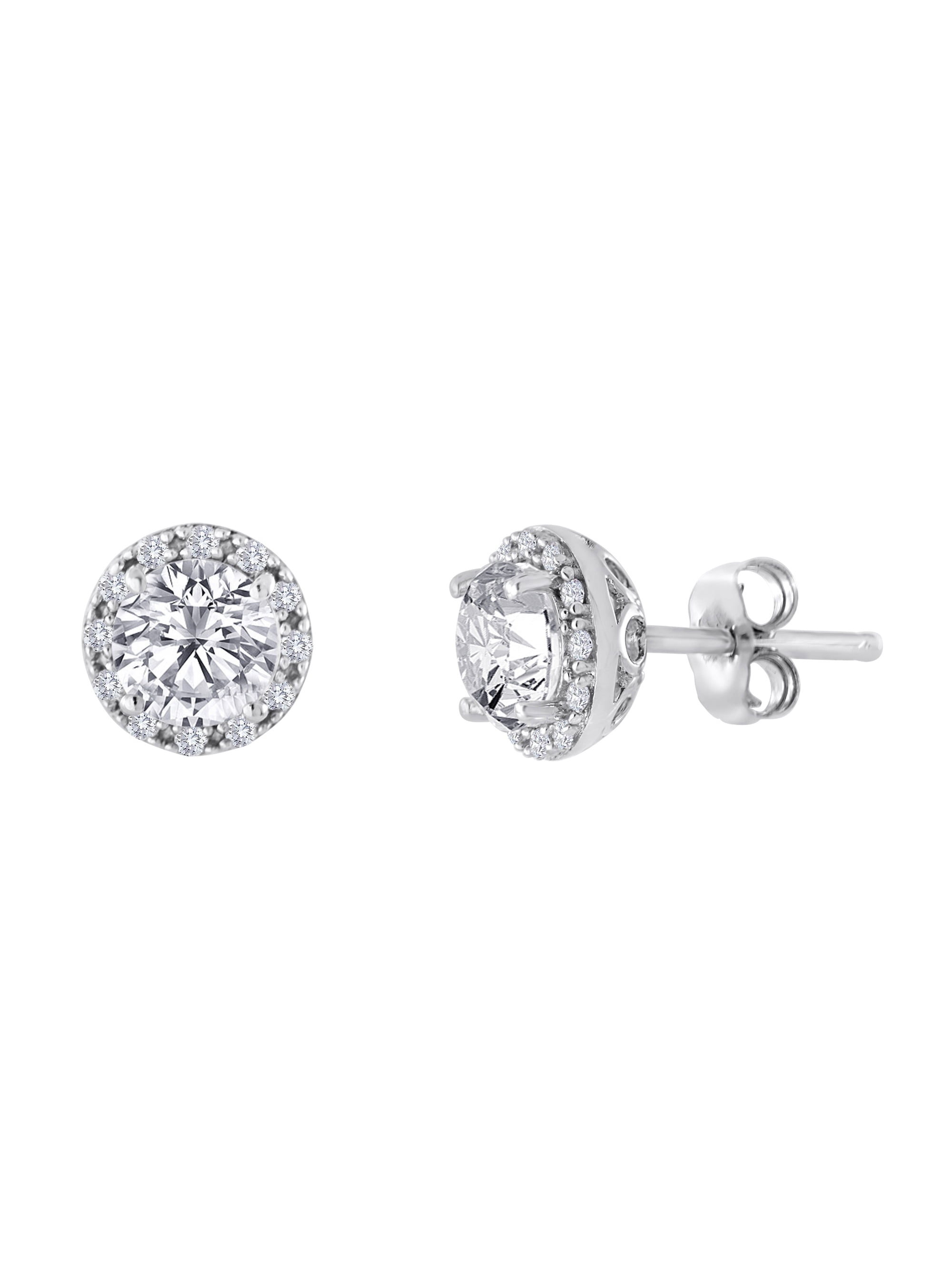 Gemspirations Sterling Silver CZ Brilliant Halo Earrings