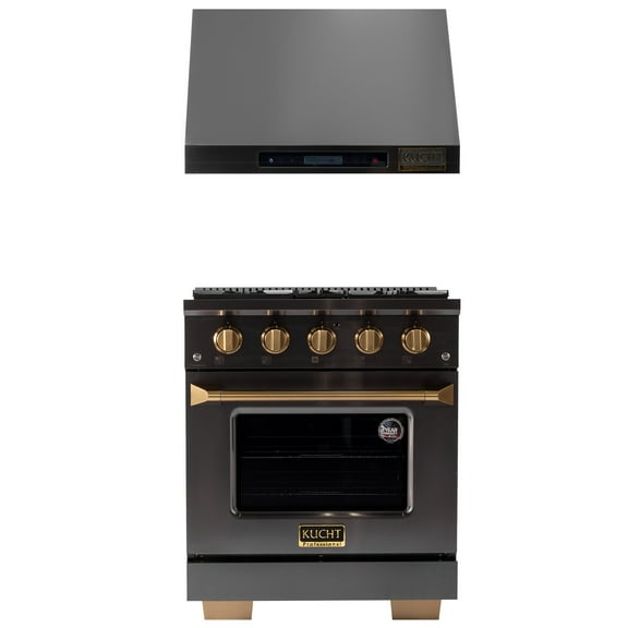 Gemstone 30 in. 4.2 Propane Gas Range in Titanium SS + Under Cabinet Range Hood