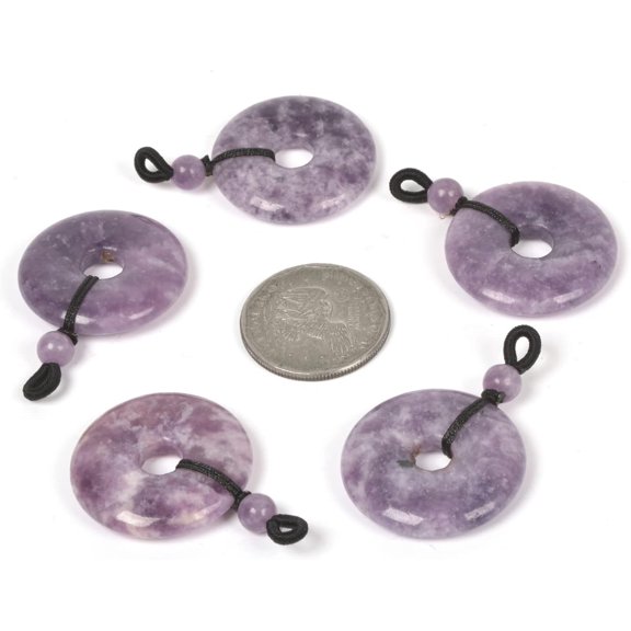 Gemstone 30Mm Donut Beads Reiki Chakra Pendant Necklace Handmade Jewelry 22 Inch[o4859]