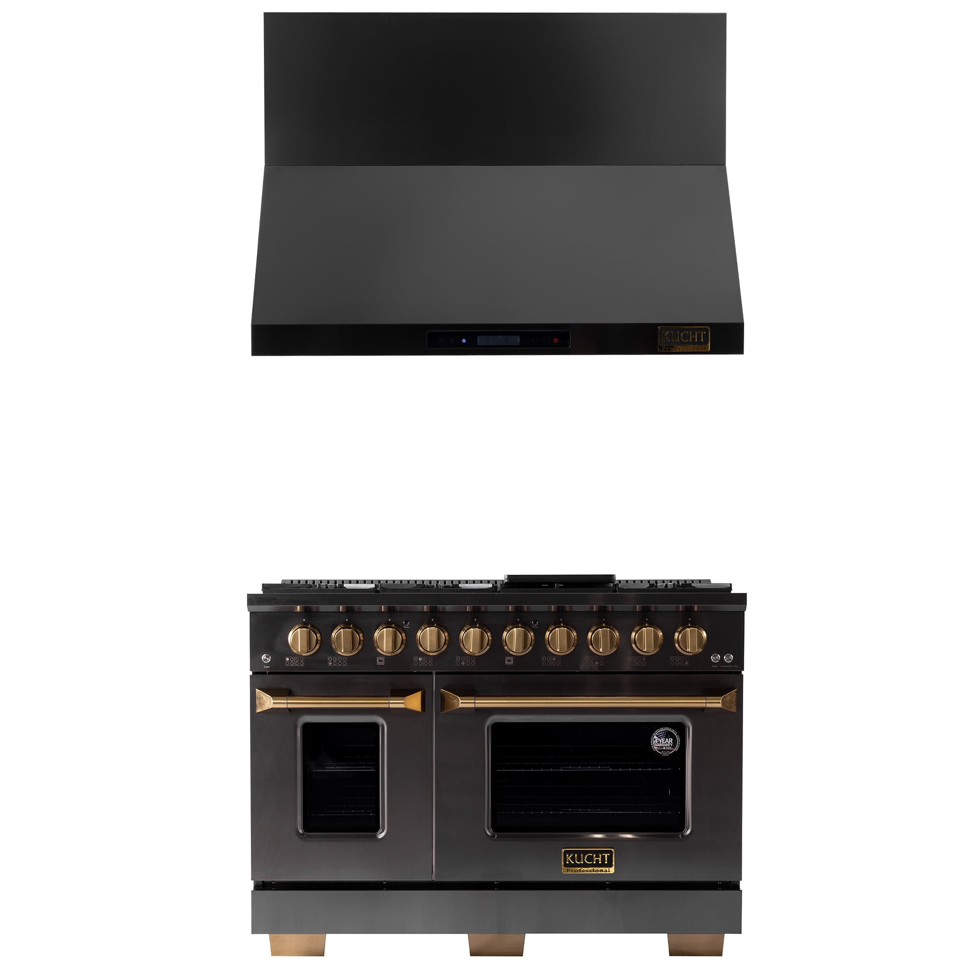 Gemstone 48 in. 6.7 cu. ft. Natural Gas in Titanium SS + Wall Mount Range Hood