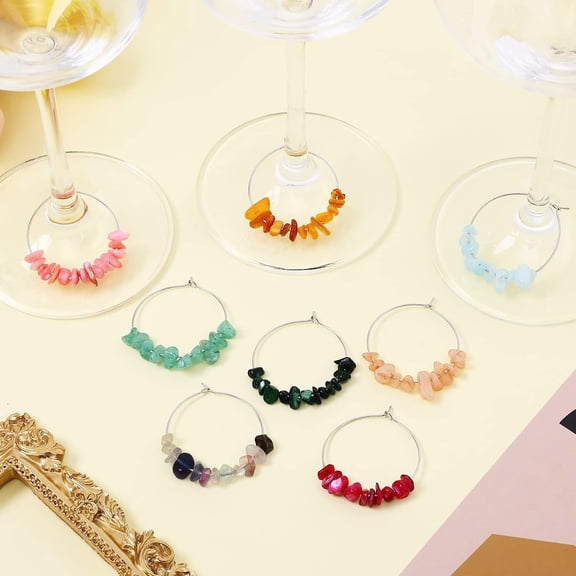 Gemstone Beads Glass Charms for Stem Glasses, Wine Glass Decoration for Weddings, Parties