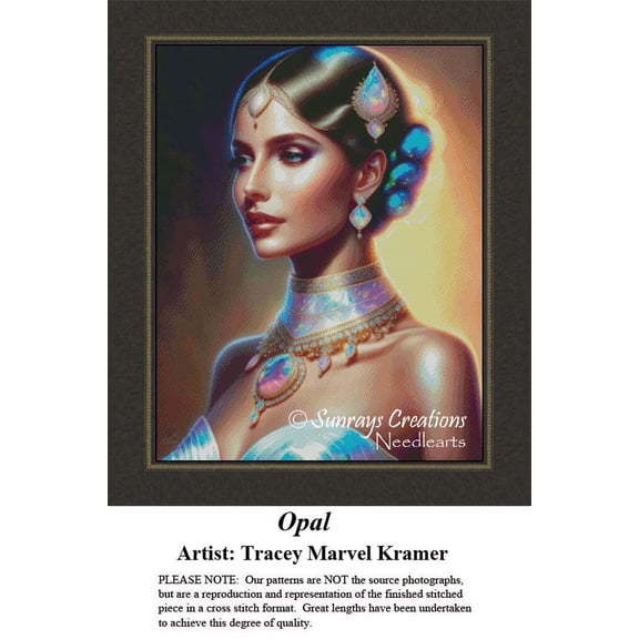 Gemstone Beauties Cross Stitch Pattern | Opal (Pattern Only, You Provide The Floss and Fabric)