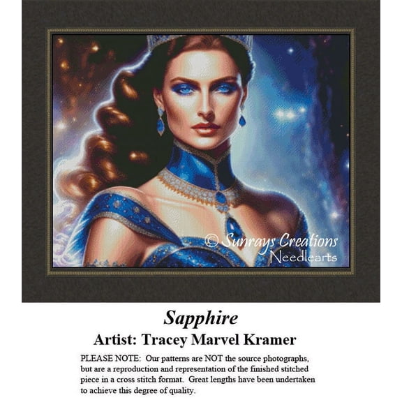 Gemstone Beauties Cross Stitch Pattern | Sapphire (Pattern Only, You Provide The Floss and Fabric)