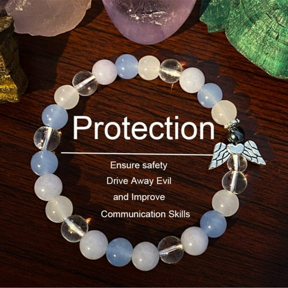 Gemstone Bracelet - Adjustable Natural Stone Beaded Bracelet for Anxiety & Stress Relief, Healing Stretch Bracelet, Handmade Spiritual Gift for Women & Men