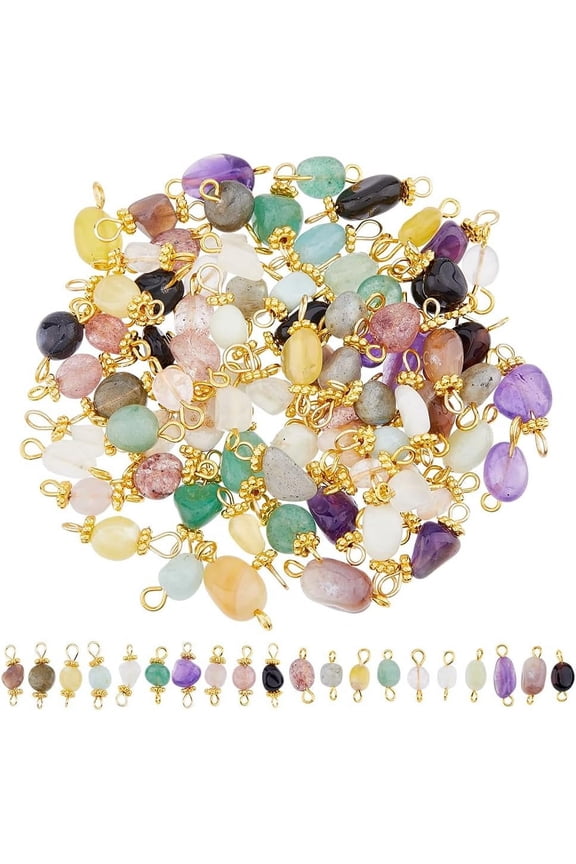 Gemstone Chip Quartz Charms Colorful Link Connector Charm DIY