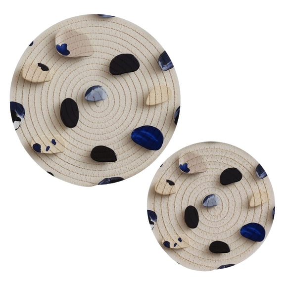 Gemstone Cotton Braided Potholders, 2 Pack Heat-Resistant Pads 7.09'' and 9.45''