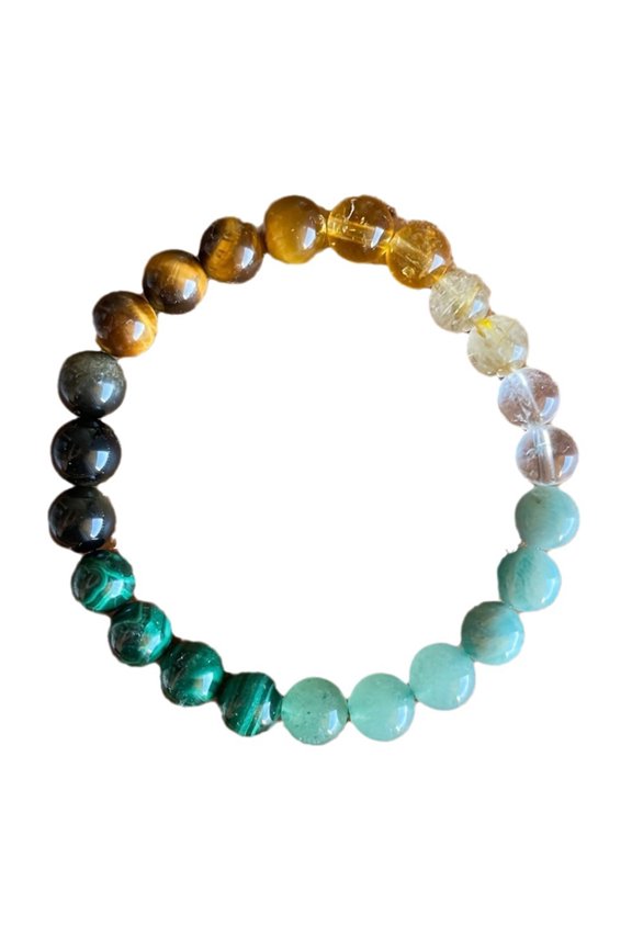 Gemstone Crystal Agate Round Quartz Tiger Eye Opal Beaded Adjustable Stretch 7 Chakras T156