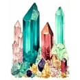 thumbnail image 1 of Gemstone Crystals Watercolour Study Purple Blue Pink Yellow Healing Energy Mineral Extra Large XL Wall Art Poster Print, 1 of 3