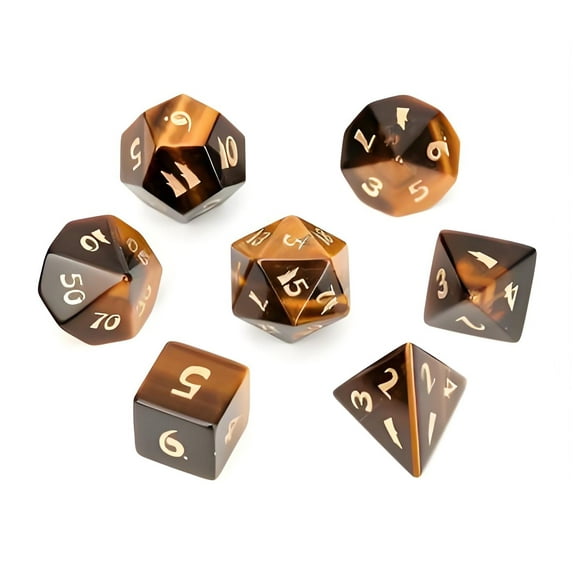 Gemstone Dice Set,7 Pcs Crystal D&D gem Dices for Gift Metal Box for Dungeons and Dragons for MTG Role Playing Games Natural Stone d and d Dice (Opalite)