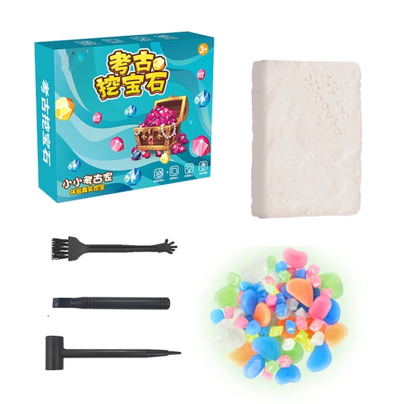 Gemstone Dig Kit with 20 Glowing Gems & Tools, Science Kit, Pirate Treasure Birthday Gift for Student, Christmas 2026