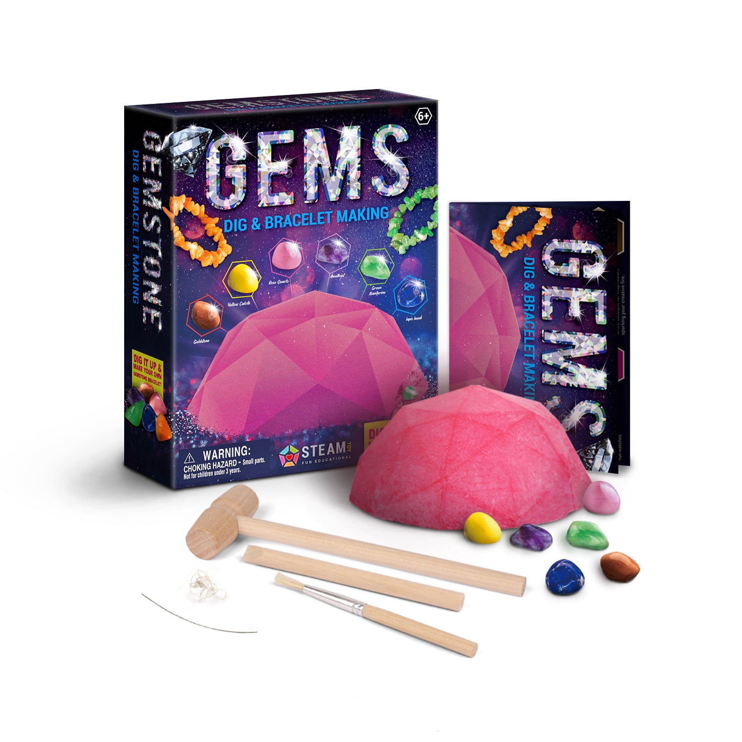 Piano Potato Gemstone Dig Kit for Kids, Green Aventurine Excavation & Jewelry Making STEM Craft Toy Gift for Girls and Boys Ages 6+