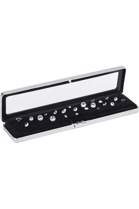 Gemstone Display Boxes Diamond Container Holder Jewelry Box Show Case Storage Box Holder with Lids and Velvet for Gems Coins Jewelry Displaying and Gift Packing 7.8x2 inch