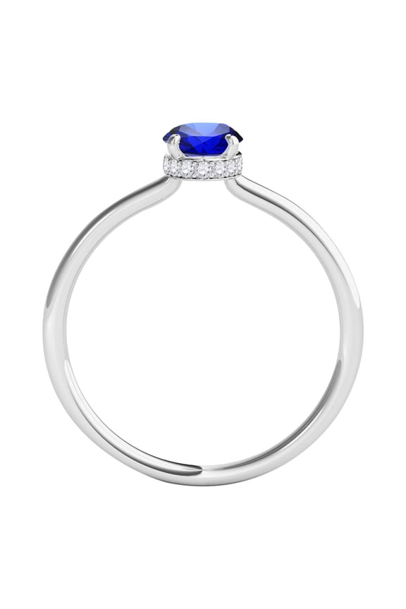 Gemstone Halo Engagement Rings For Women 1.0 Carat 7x5mm Lab Created Gemstone & Natural Diamond Solitaire Design Wedding Anniversary Ring For Women In 14K White Rose Yellow Gold