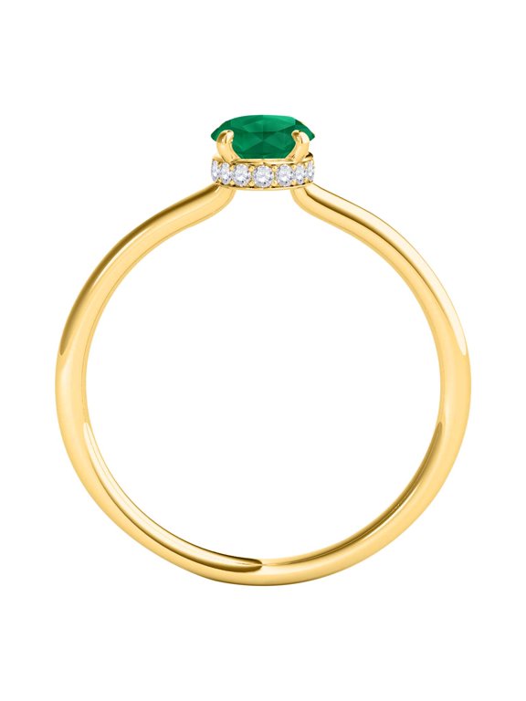 Gemstone Halo Engagement Rings For Women 1.0 Carat 7x5mm Lab Created Gemstone & Natural Diamond Solitaire Design Wedding Anniversary Ring For Women In 14K White Rose Yellow Gold