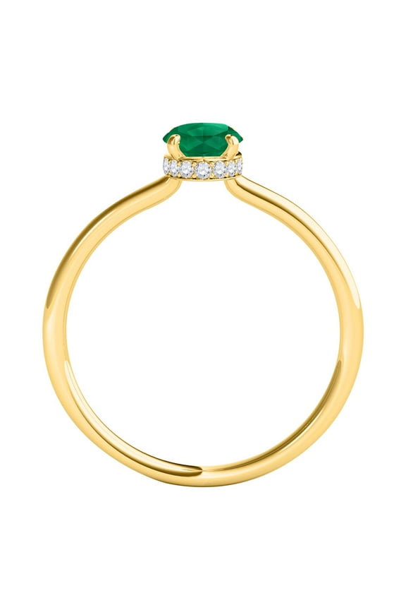 Gemstone Halo Engagement Rings For Women 1.0 Carat 7x5mm Lab Created Gemstone & Natural Diamond Solitaire Design Wedding Anniversary Ring For Women In 14K White Rose Yellow Gold