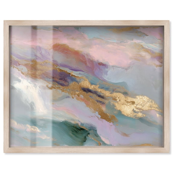 Gemstone Hues I Shadowbox Print Geode Art by Art Remedy, Blonde Frame, 36 x 30
