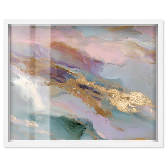 Gemstone Hues I Shadowbox Print Geode Art by Art Remedy, White Frame, 36 x 30