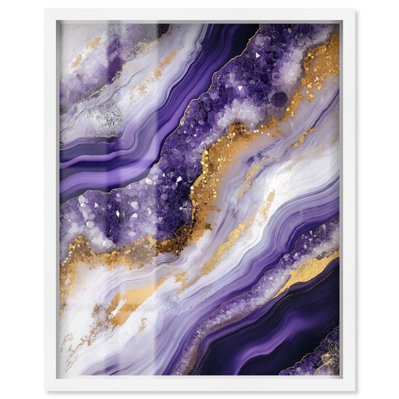 Gemstone Labyrinth I Shadowbox Print Amethyst Wall Art by Art Remedy, White Frame, 30 x 36