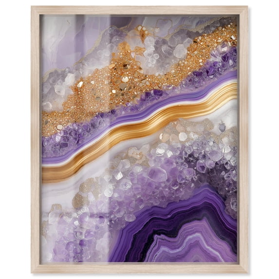 Gemstone Labyrinth II Shadowbox Print Amethyst Wall Art by Art Remedy, Blonde Frame, 36 x 45