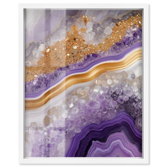 Gemstone Labyrinth II Shadowbox Print Amethyst Wall Art by Art Remedy, White Frame, 16 x 20