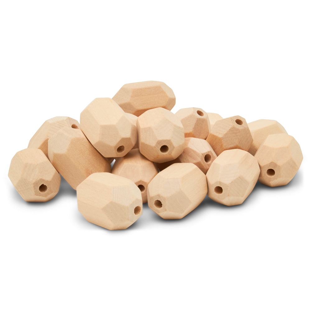 Gemstone Natural Wooden Beads 1-1/4 in, 25 Pcs Unfinished Wooden Beads, Boho Beads, Craft Beads, for Home decor, Jewelry, by Woodpeckers