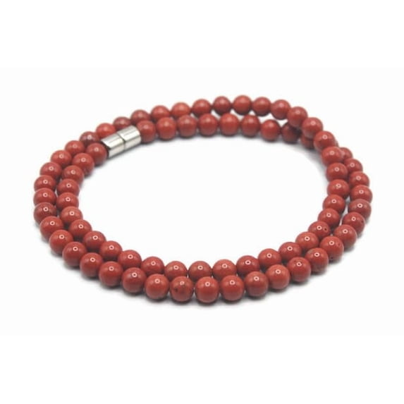 Gemstone Necklaces with Easy Lock Clasp Crystal Healing Talismans Spiritual Protection Jewelry for Men/Women (07: Red Jasper, 01: 6mm Bead Diameter, 17 inch)