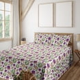 thumbnail image 1 of Ambesonne Gemstone Print Fitted & Flat Sheet with Shams 4 Pcs Set, Nature Boho Print, King, Purple Mint Green and Amber, 1 of 5