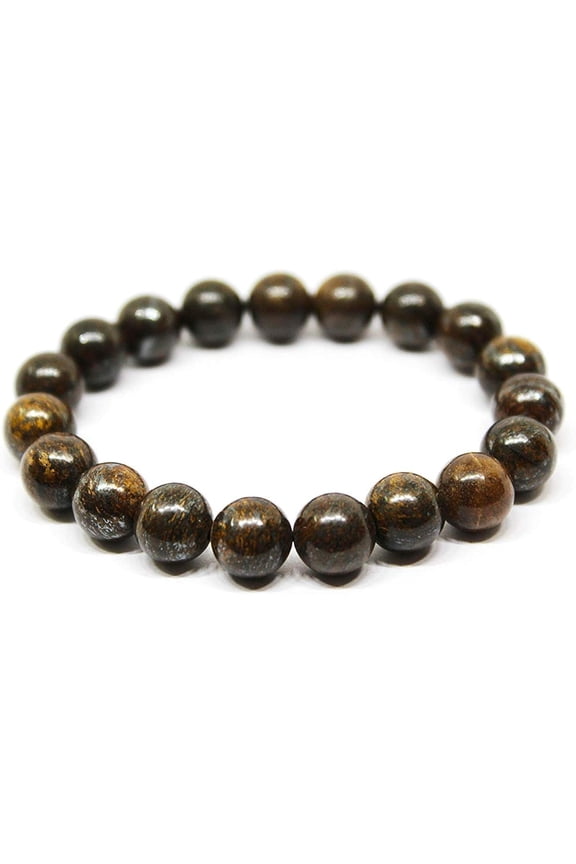 Gemstone Reiki Bronzite Beaded Bracelet Stretch Elastic Size 8 mm.