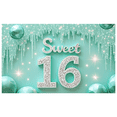thumbnail image 1 of Gemstone Studded Sweet 16 Birthday Banner Ice Theme Celebration Sign for Teenage Party Event Decoration, 1 of 8