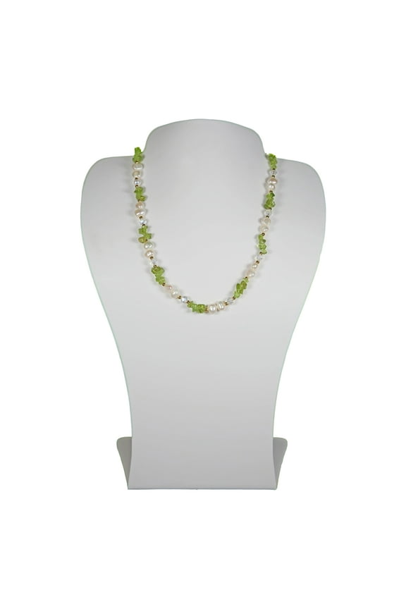 Green Gemstone and Freshwater Cultured Pearl Necklaces, 1 Count
