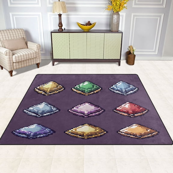 Gemstones 80''x58'' Extra Large Plush Memory Foam Rug, Soft, Absorbent, Non Slip