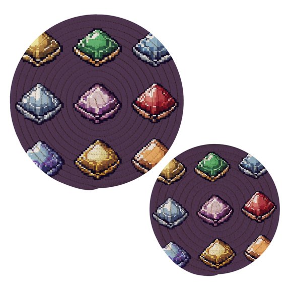 Gemstones Trivets Potholders Cotton Braided Potholders Heat-Resistant Pads 7.09'' and 9.45''