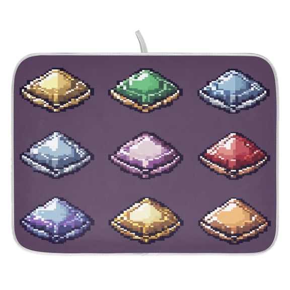 Gemstones Dish Drying Mat for Kitchen, Quick Drying Absorbent Soft Durable 16" x 18"