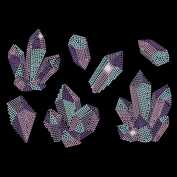 Gemstones Pattern Iron on Rhinestones Transfer Colourful Stones Heat Transfer Stickers Iron on Decals Bling Rhinestone Patches for T-Shirt Clothing