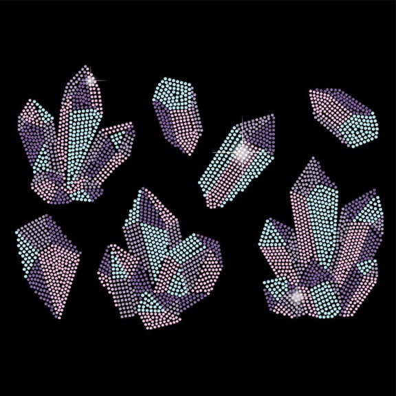 Gemstones Pattern Iron on Rhinestones Transfer Colourful Stones Heat Transfer Stickers Iron on Decals Bling Rhinestone Patches