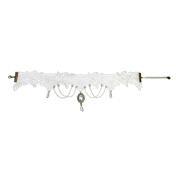 Gemstones White Lace Chain Necklace Female Temperament Net Red Collarbone Chain Student Adjustable Chain Jewelry