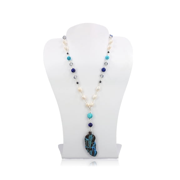 MGR! My Gems Rock Feather Gemstones and Freshwater Pearls Necklace, 1 Count