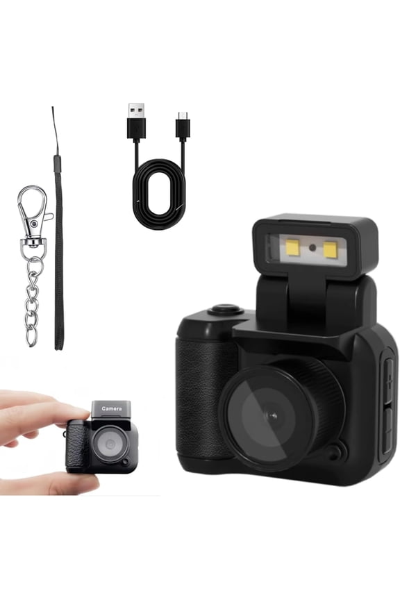 Gen.2 Mini Retro Keychain Camera, Mini Keychain Camera with 90-Degree Flip Flash and Multiple Filters, 1.44 Inch Hd Screen Small Cameras, Easy to Capture The Wonderful Moment (Black)