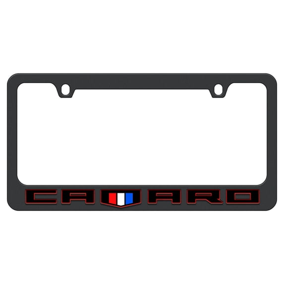 Gen 6 Camaro License Plate Frame - Black with Badge Logo