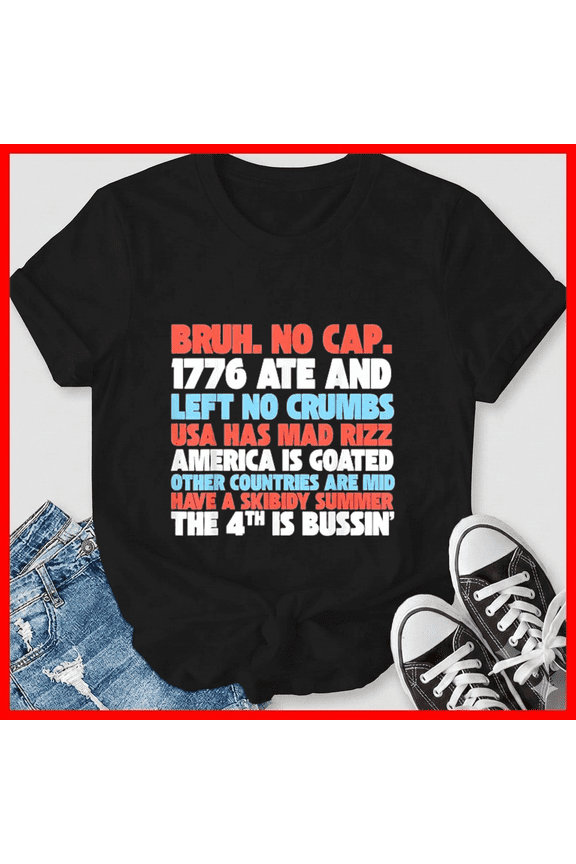 Gen A Slang 4th Of July Apparel Funny Generation Alpha Humorous Unisex T-Shirt, up to size 5XL