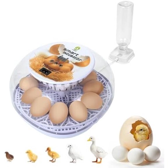 Gen I - 12 Egg Automatic Incubator, Steady Humidity with Auto-Refill, Temp Control, Auto Egg Turning, Candler, Real-Time Display for Hatching Chicken, Goose, Duck, Quail, Pigeon, and Turkey