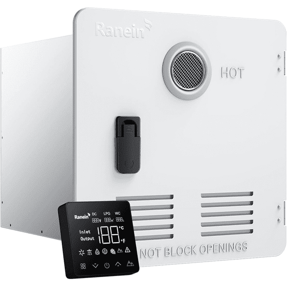 Gen II Ranein On-Demand Propane RV Tankless Water Heater, 15×15 White Door & Remote Control, High Altitude Compatible, CSA Certified, Summer Comfort Optimized, Perfect for Moderate Usage