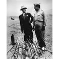 thumbnail image 1 of Gen. Leslie Groves (R) And Dr. J. Robert Oppenheimer At Trinity Test Site In Sept. 1945. They Examine The Remains Of The Tower From Which The First Manmade Atomic Explosion Was Detonated Near, 1 of 1
