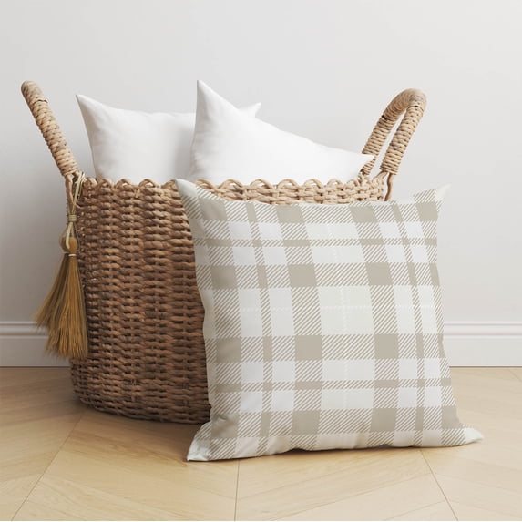 Gen Plaid Tan Throw Pillow