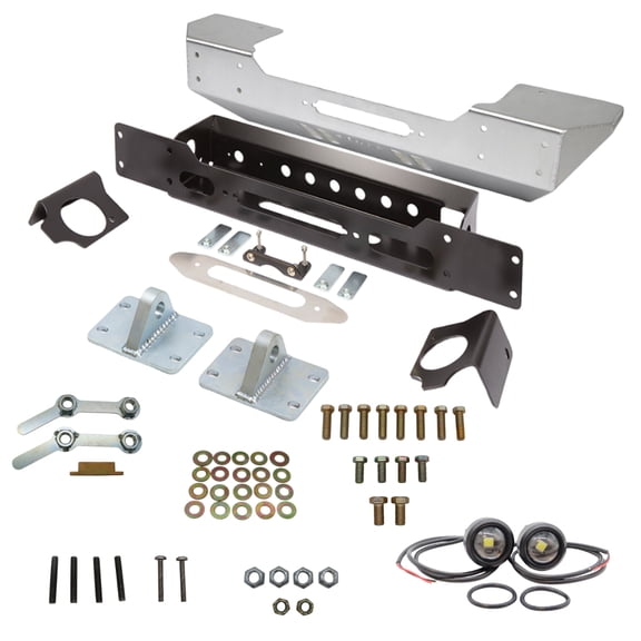 Gen-Right FBB-8040 Aluminum Stubby Front Winch Bumper for Jeep Wrangler JK with LED Rock Lights - Recessed Winch Slot, Direct Bolt-On, Made in USA